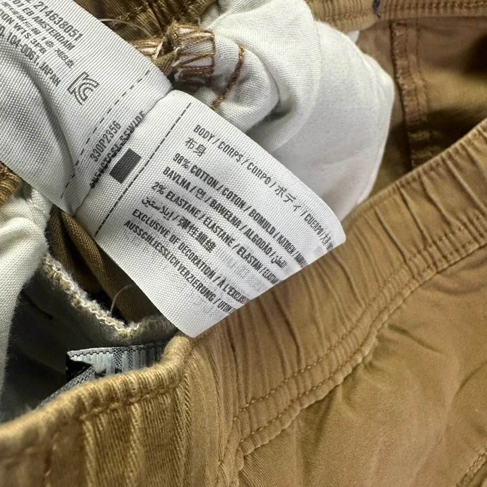 Hollister Pant Mens S Beige Cotton Twill Jogger Tapered Relaxed Preppy Stretch